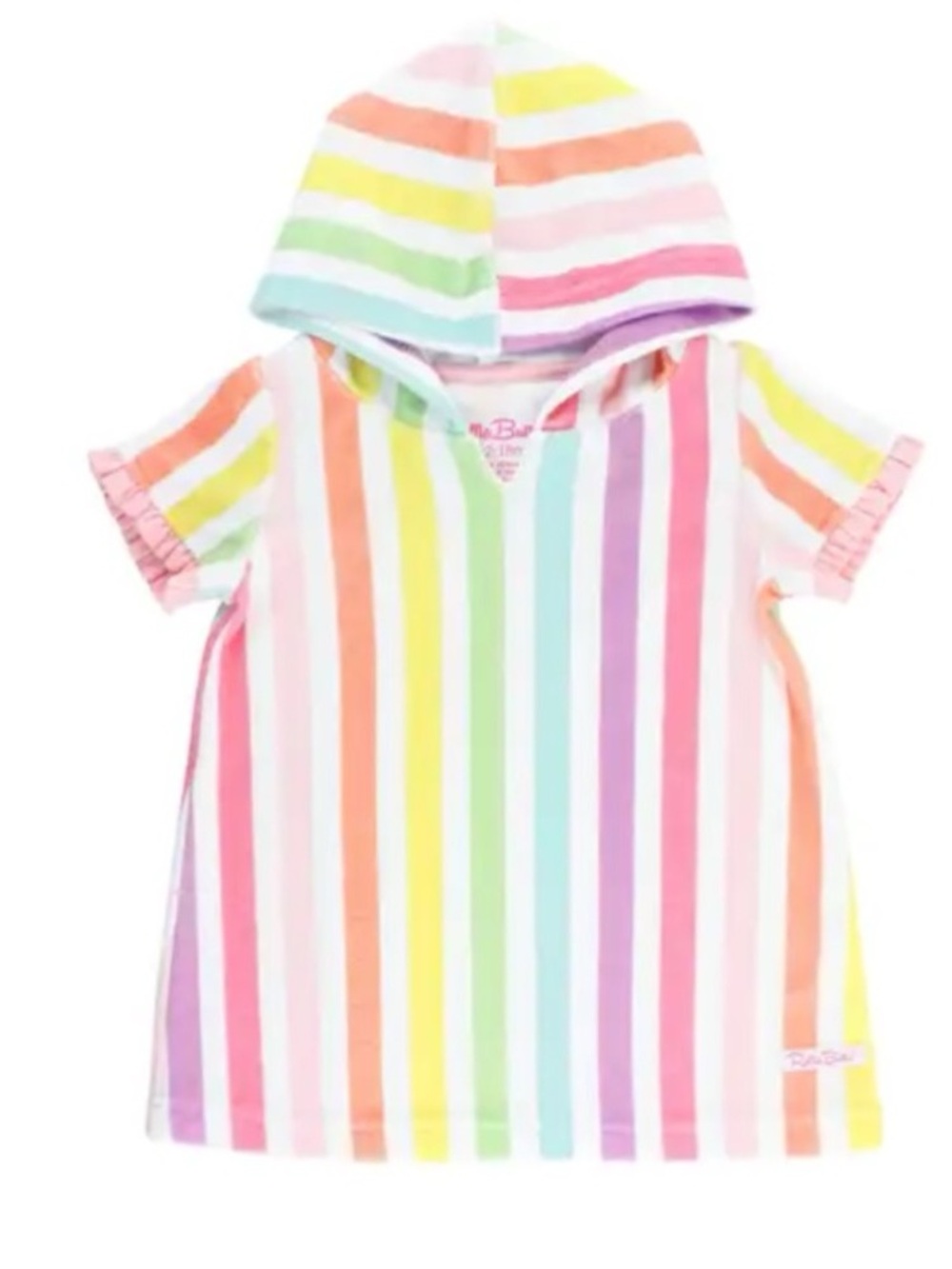 Ruffle Butts Rainbow Striped Swim Coverup 5T 5 Terry Towel Short Sleeve Dress